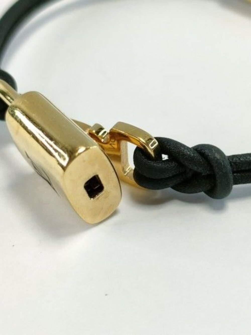 Louis Vuitton Bracelet LV Padlock Gold Black Leather Metal - Picture 6 of 10